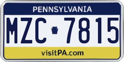 PA license plate MZC7815