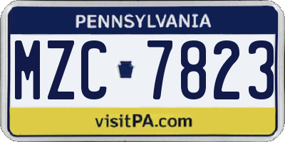 PA license plate MZC7823