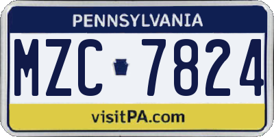 PA license plate MZC7824
