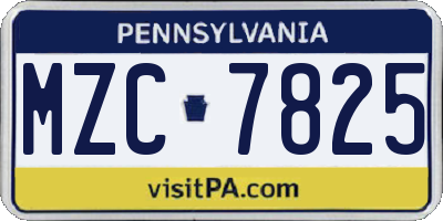 PA license plate MZC7825