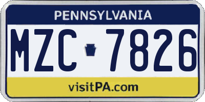 PA license plate MZC7826