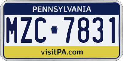 PA license plate MZC7831