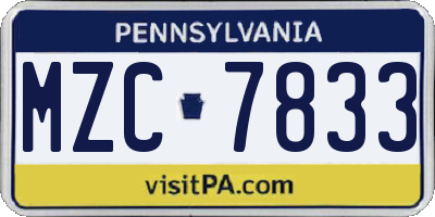 PA license plate MZC7833