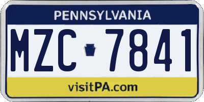 PA license plate MZC7841