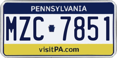 PA license plate MZC7851