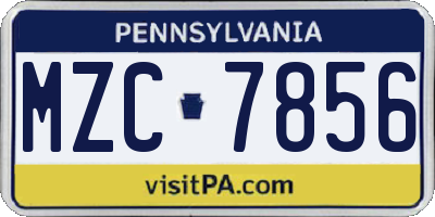 PA license plate MZC7856