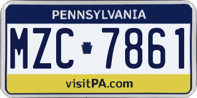 PA license plate MZC7861