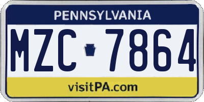 PA license plate MZC7864