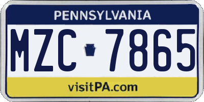 PA license plate MZC7865