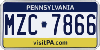 PA license plate MZC7866