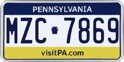 PA license plate MZC7869