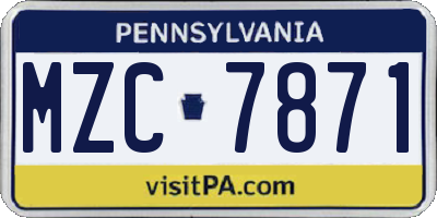 PA license plate MZC7871