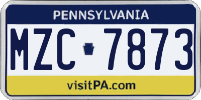 PA license plate MZC7873
