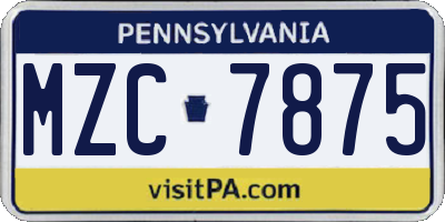 PA license plate MZC7875