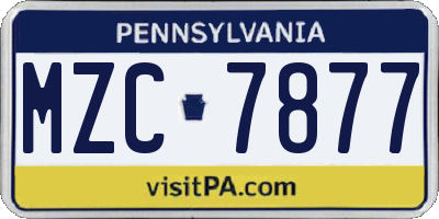 PA license plate MZC7877