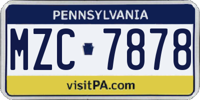 PA license plate MZC7878