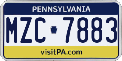 PA license plate MZC7883