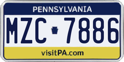 PA license plate MZC7886