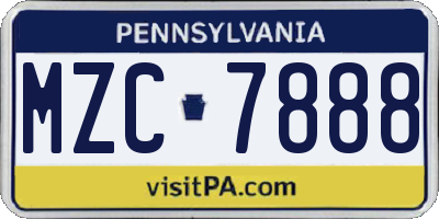 PA license plate MZC7888