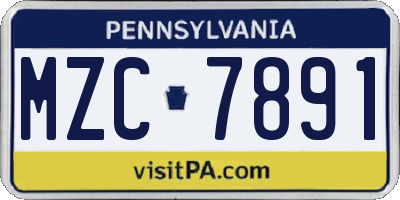 PA license plate MZC7891