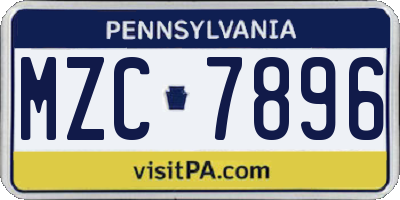 PA license plate MZC7896