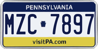 PA license plate MZC7897