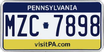 PA license plate MZC7898