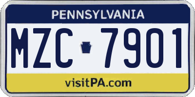 PA license plate MZC7901