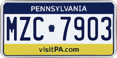 PA license plate MZC7903