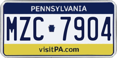 PA license plate MZC7904