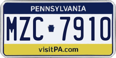 PA license plate MZC7910