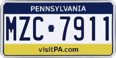 PA license plate MZC7911