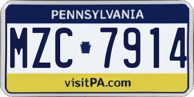 PA license plate MZC7914