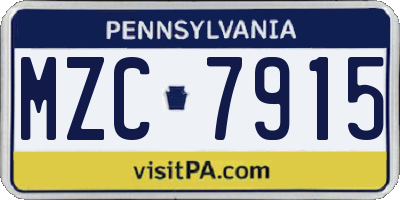 PA license plate MZC7915