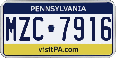 PA license plate MZC7916