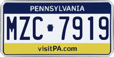 PA license plate MZC7919