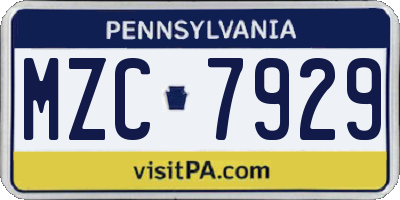 PA license plate MZC7929