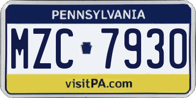 PA license plate MZC7930
