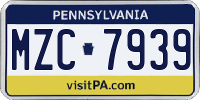 PA license plate MZC7939