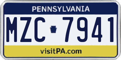 PA license plate MZC7941