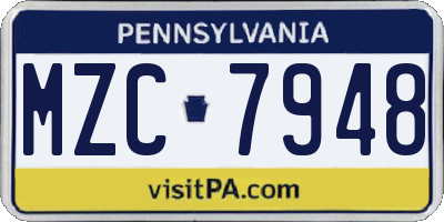 PA license plate MZC7948