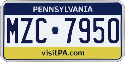 PA license plate MZC7950