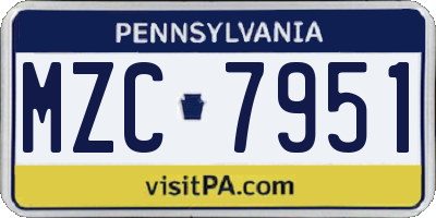 PA license plate MZC7951