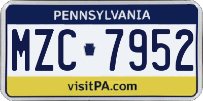 PA license plate MZC7952