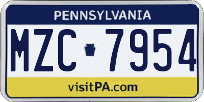 PA license plate MZC7954