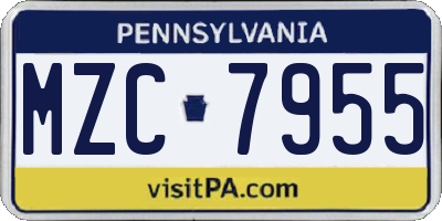 PA license plate MZC7955