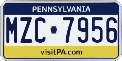PA license plate MZC7956