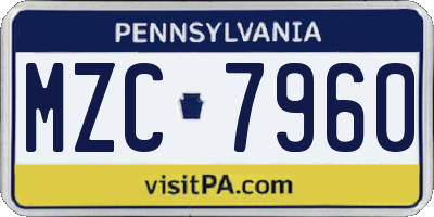 PA license plate MZC7960