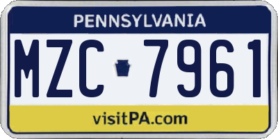 PA license plate MZC7961