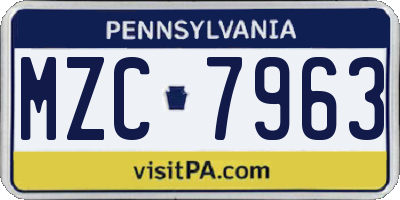 PA license plate MZC7963